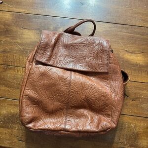 American Leather Co. Embossed Leather Backpack